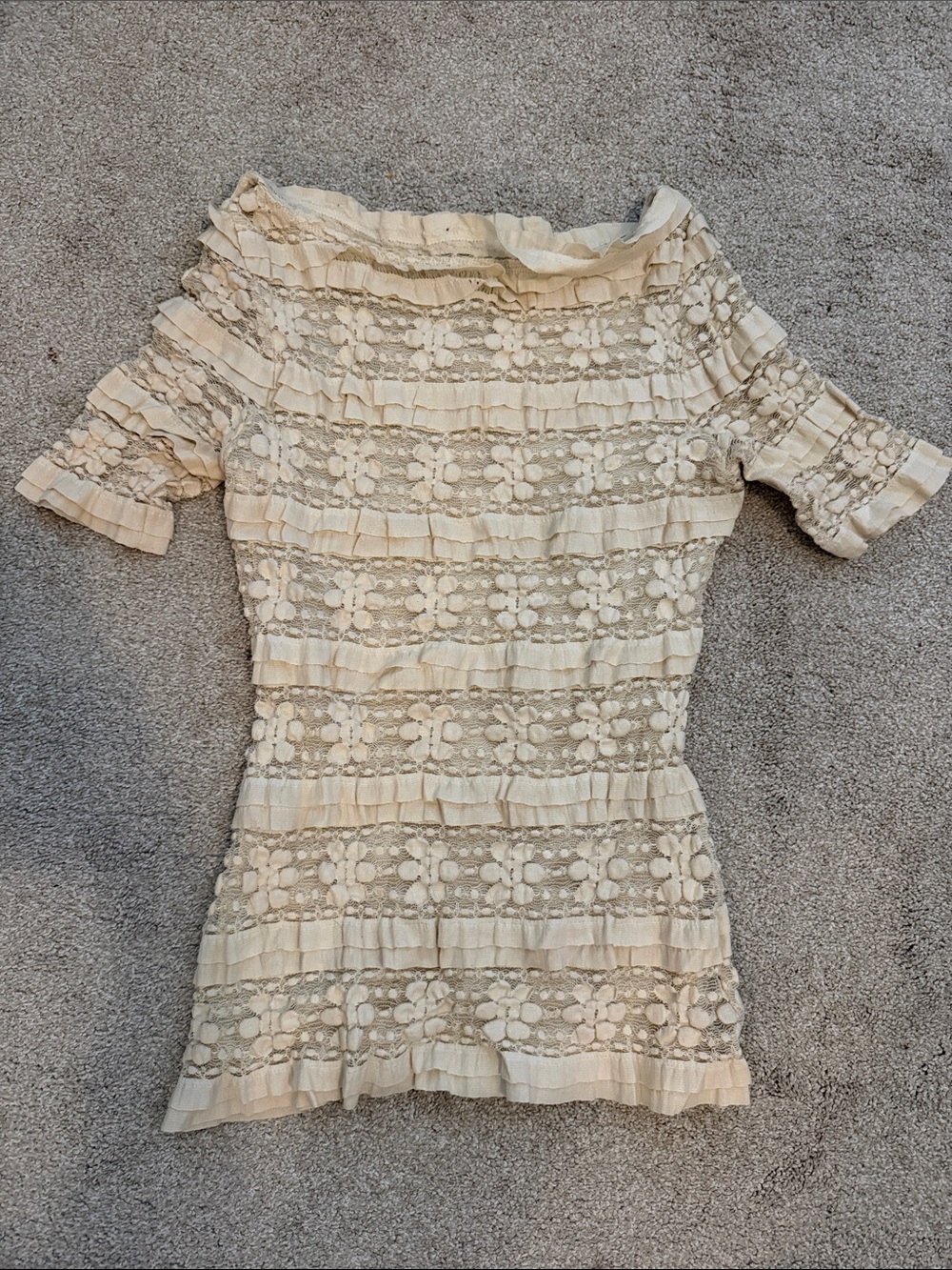 Max Studio Cream Lace Ruffle Short Dress